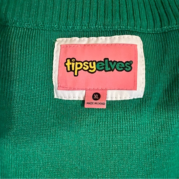 Tipsy Elves- WOMEN'S GAUDY GARLAND UGLY CHRISTMAS CARDIGAN SWEATER & Leggings - Picture 6 of 10